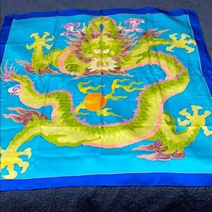 Dragon Print Silk Scarf